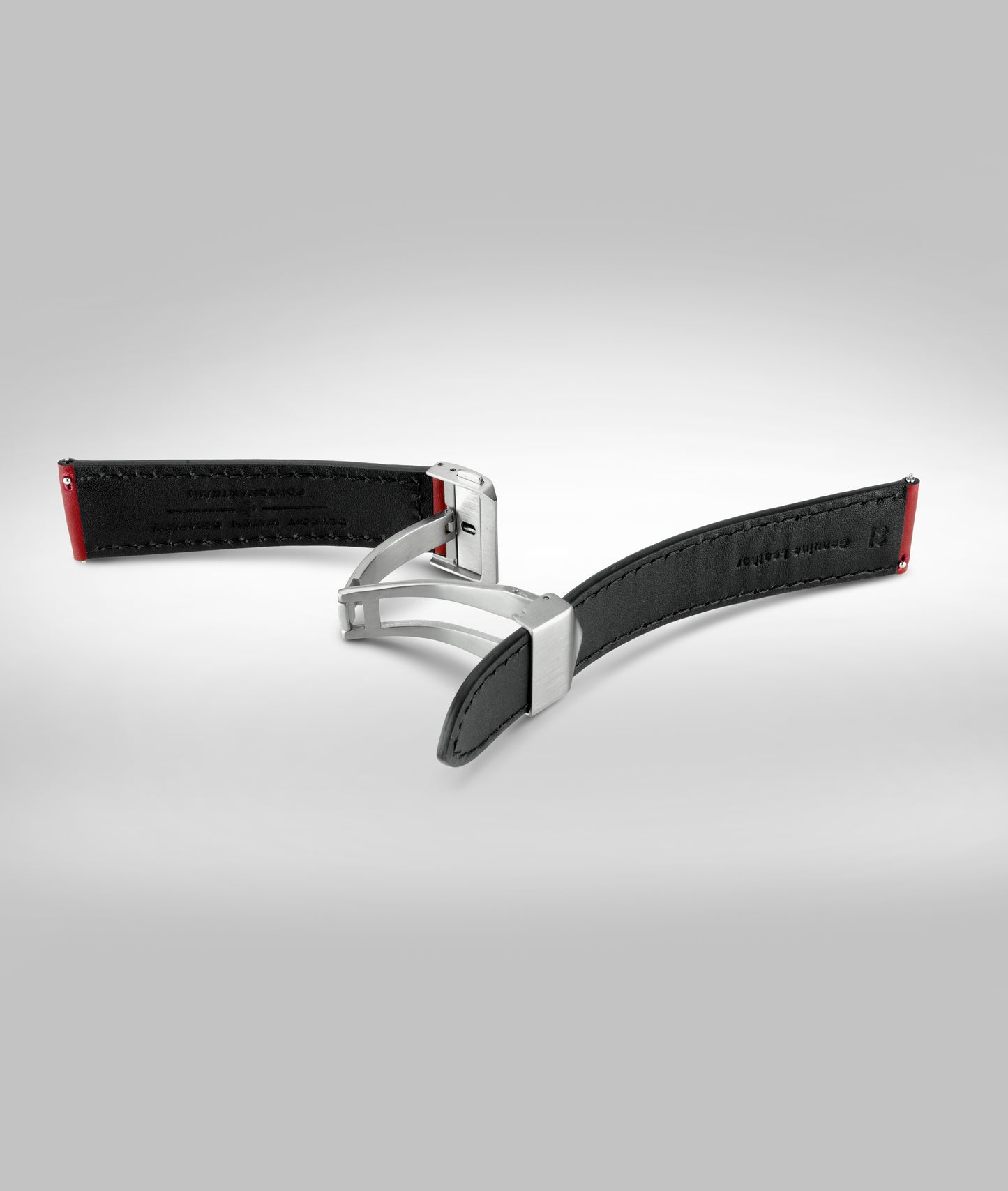 Red padded leather strap - 22mm