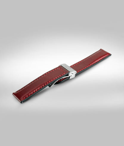 Red padded leather strap - 22mm