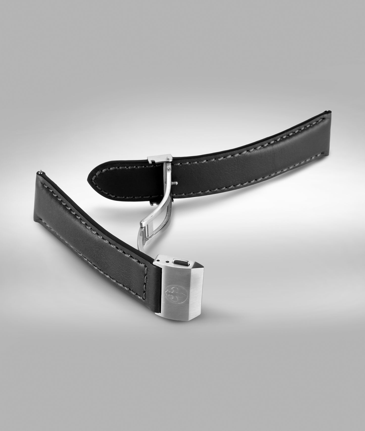 Green padded leather strap - micro slide clasp - 22mm
