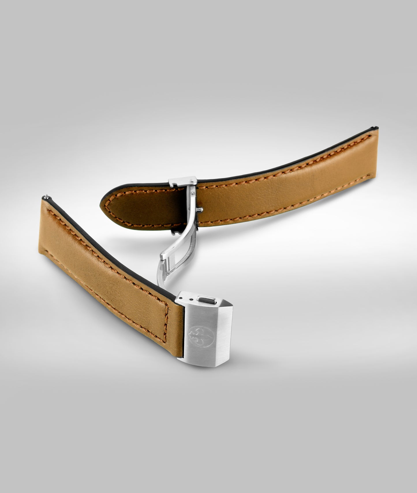Chestnut padded leather strap - Micro slide clasp - 22mm