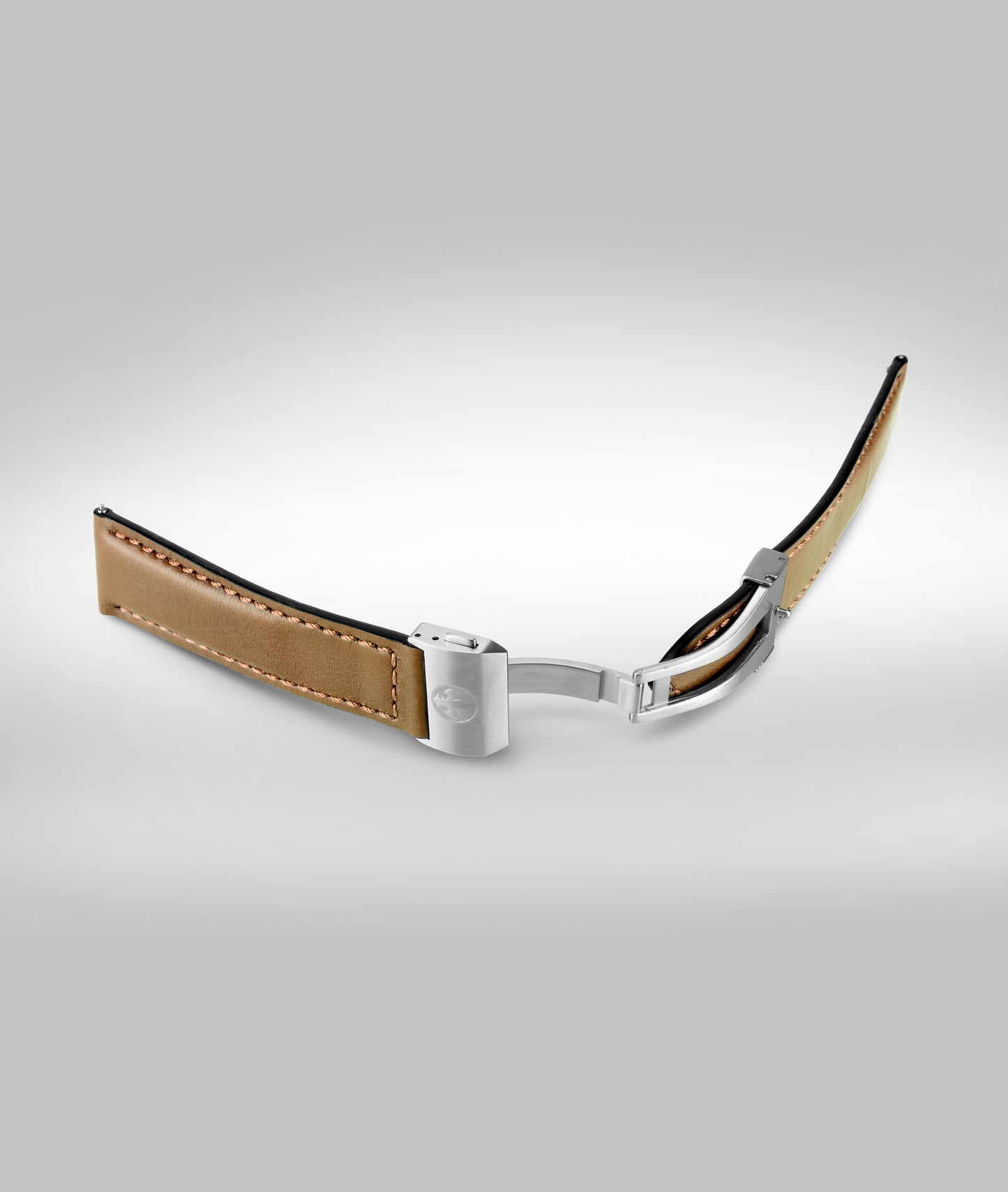 Chestnut padded leather strap - Micro slide clasp - 22mm