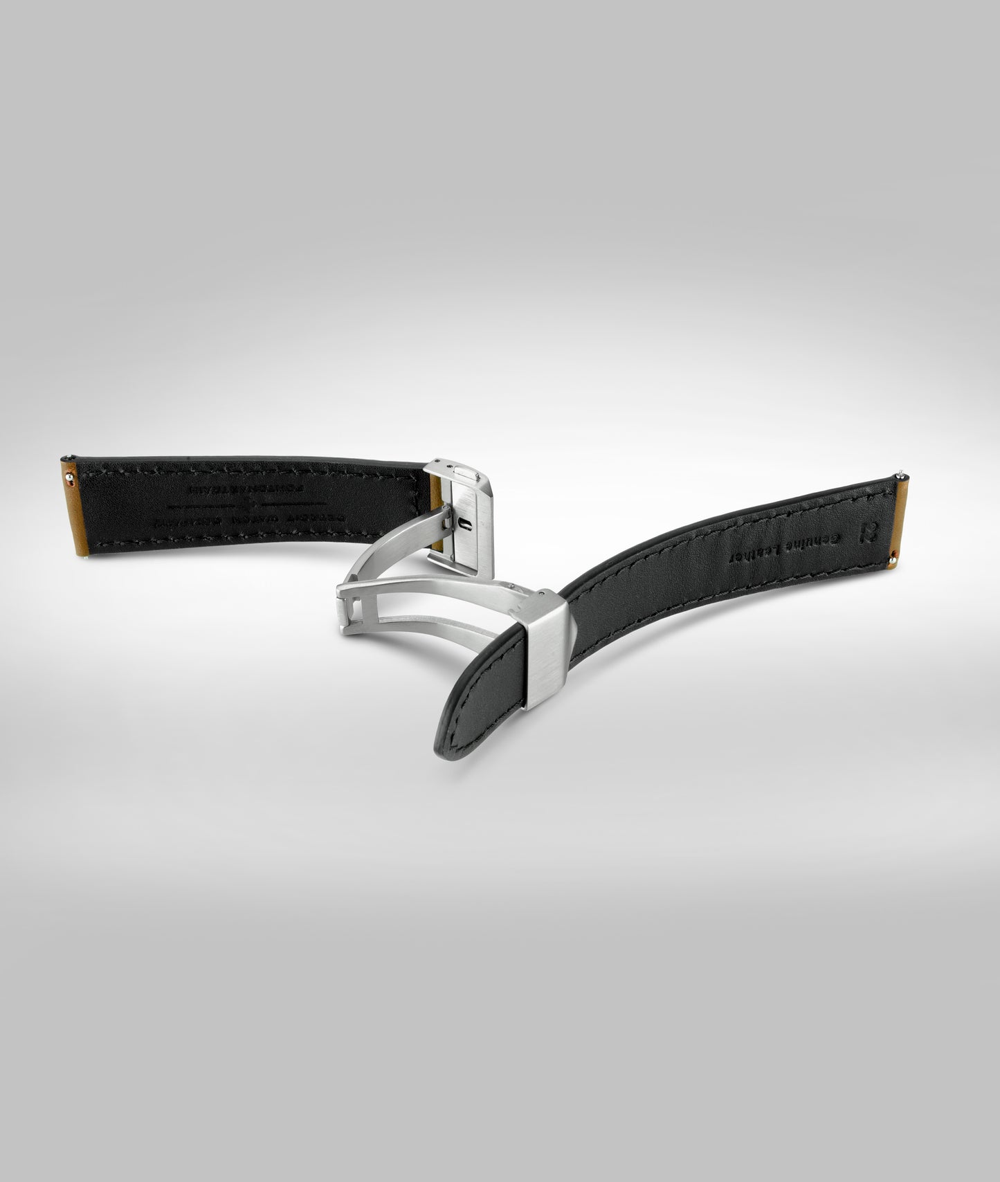 Chestnut padded leather strap - Micro slide clasp - 22mm