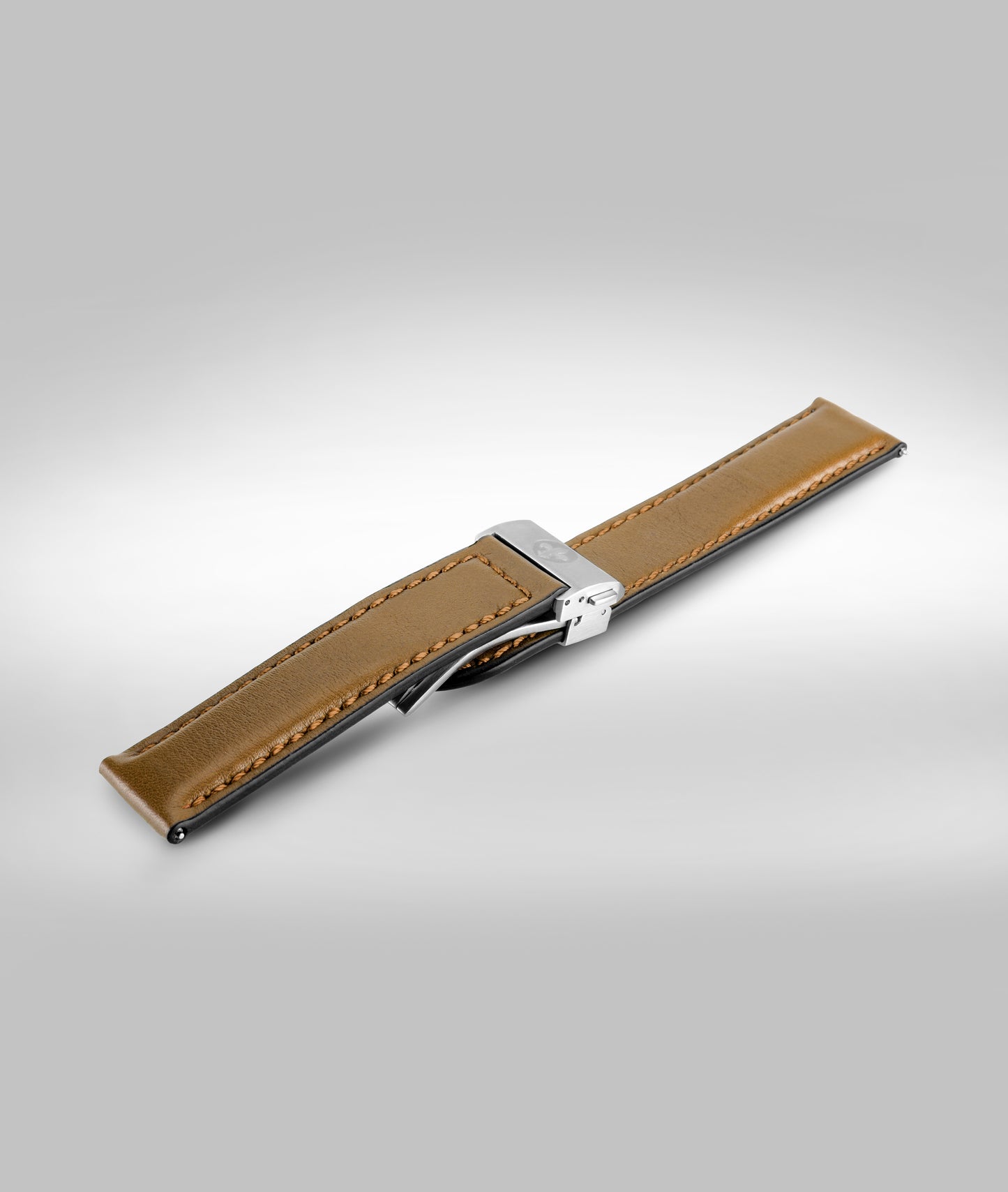 Chestnut padded leather strap - Micro slide clasp - 22mm