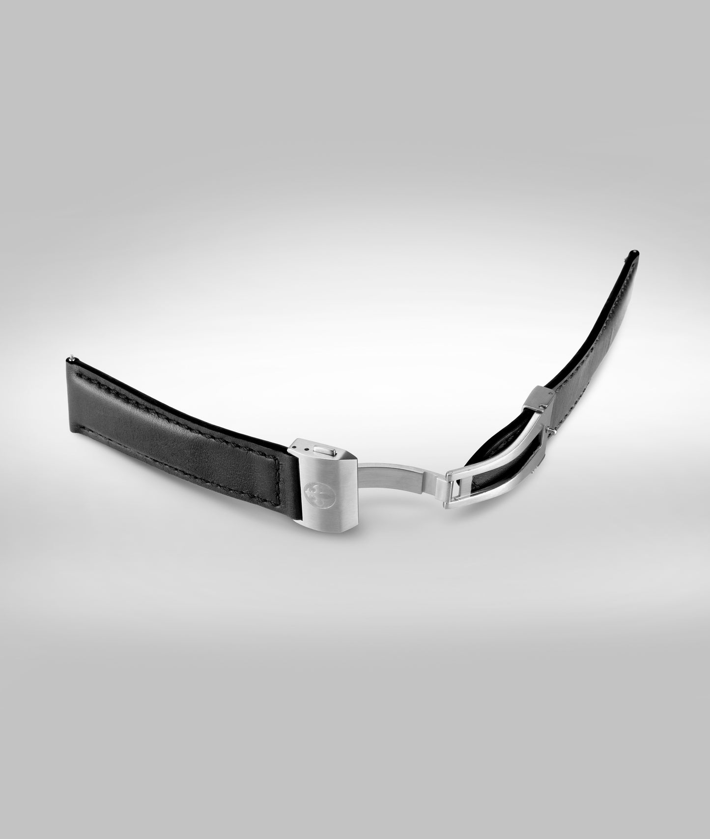 Black padded leather strap - Micro slide clasp- 22mm