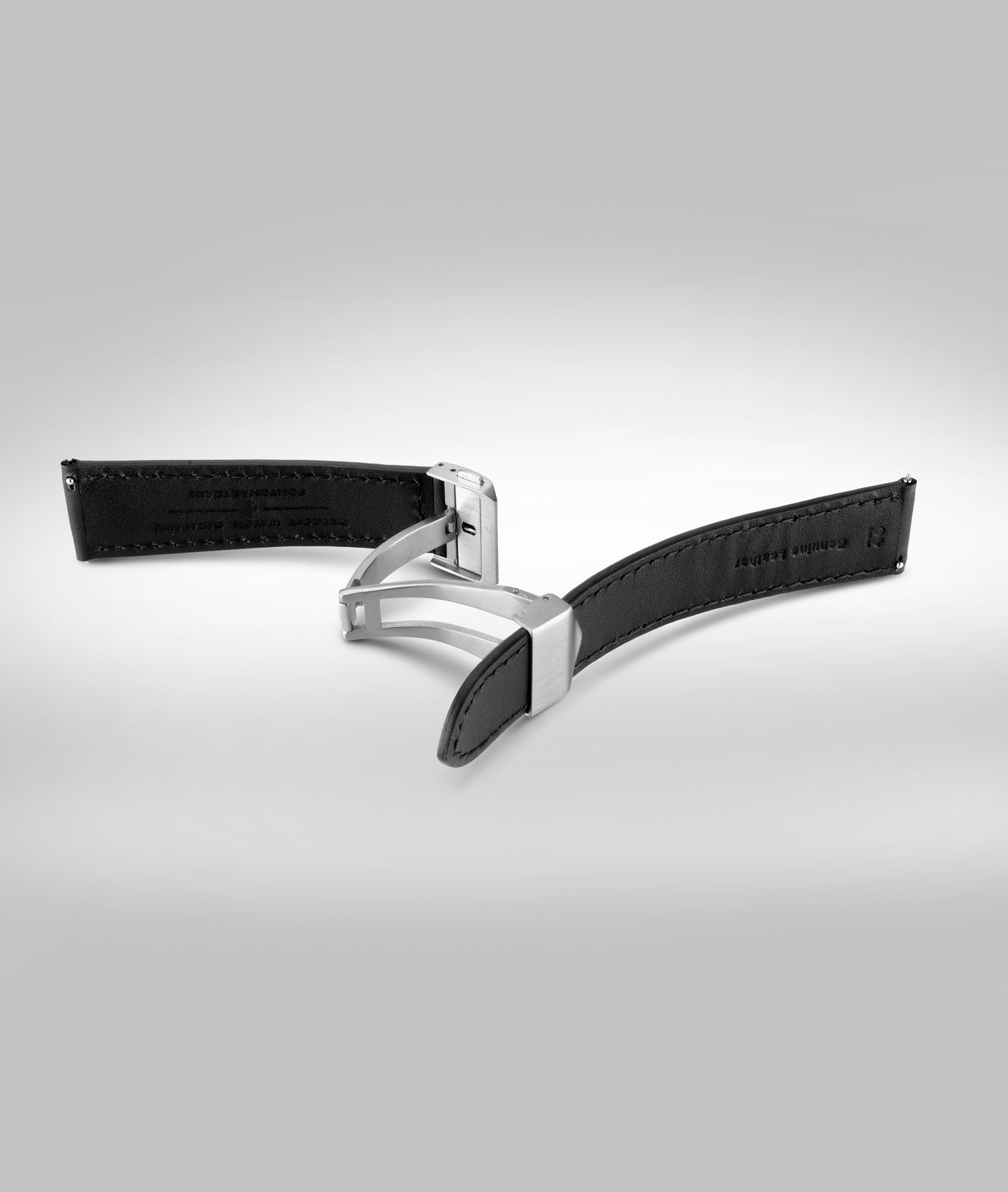 Black padded leather strap - Micro slide clasp- 22mm