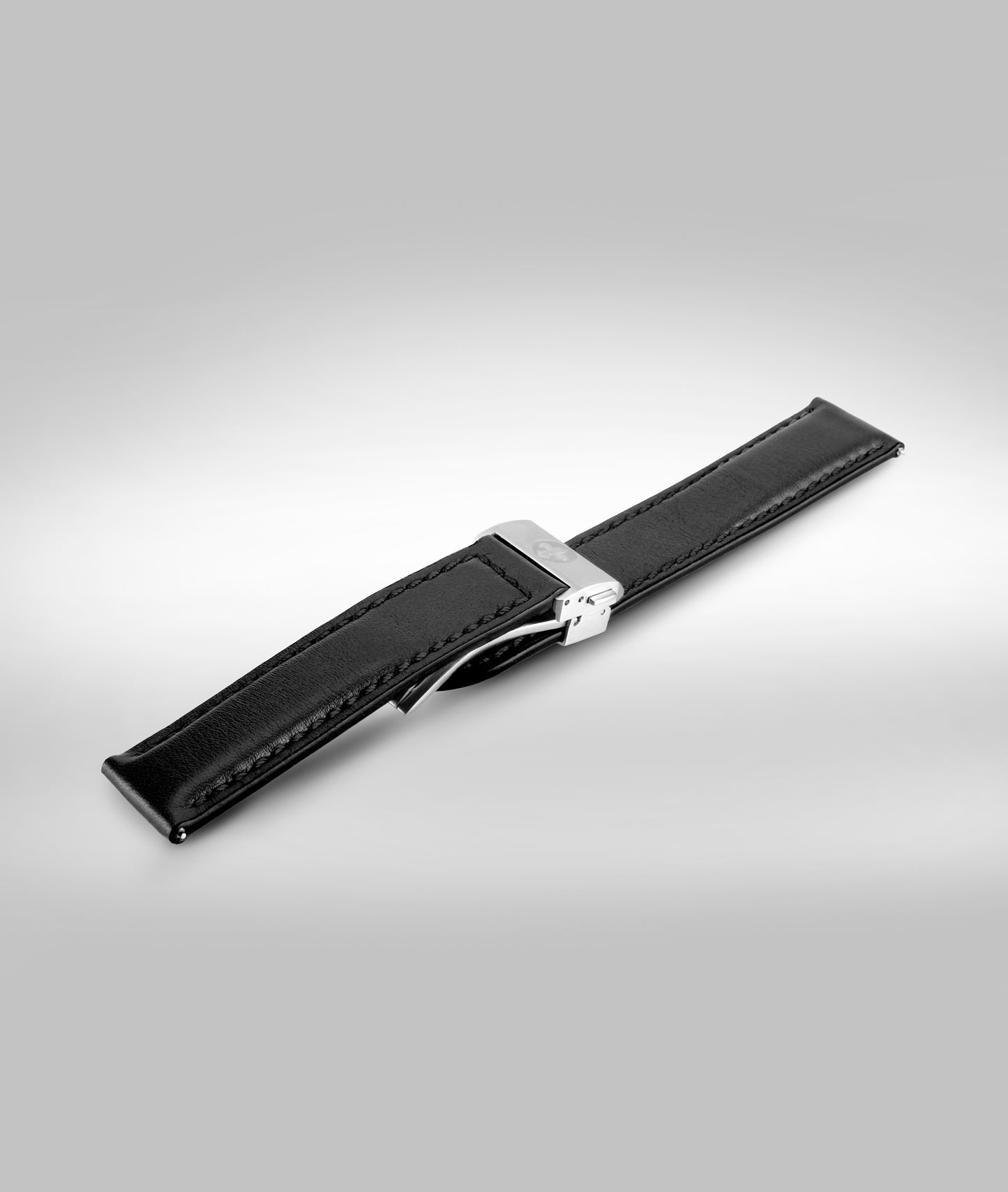 Black padded leather strap - Micro slide clasp- 22mm