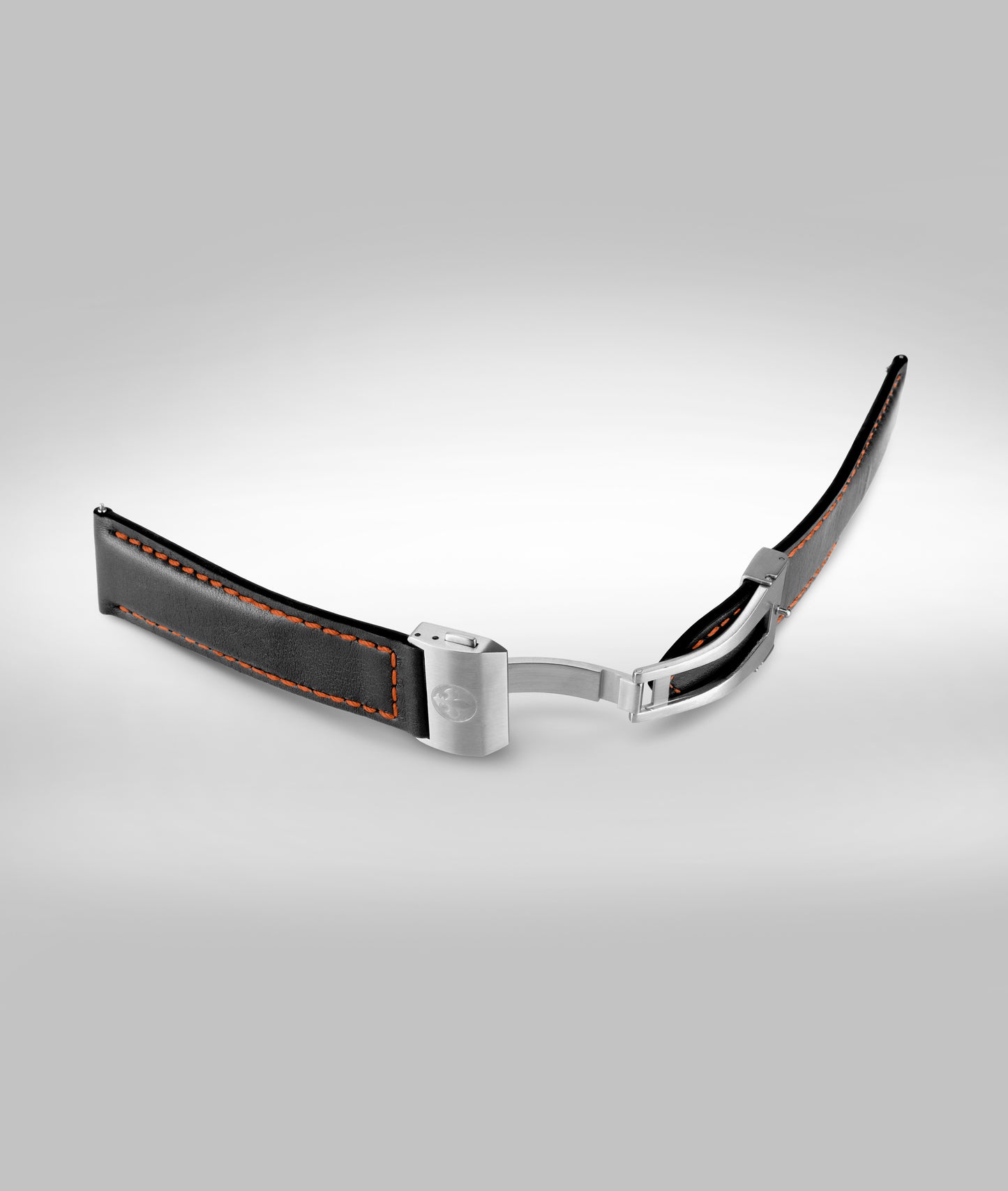 Black with orange padded leather strap - Micro slide clasp - 22mm