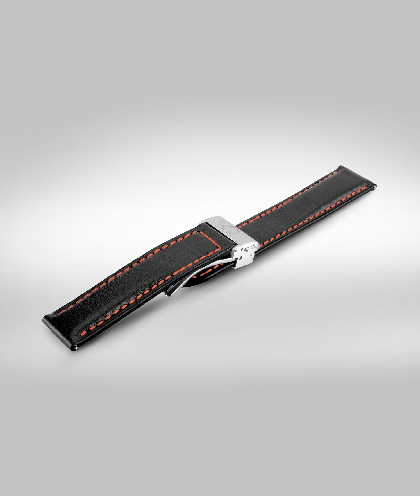 Black with orange padded leather strap - Micro slide clasp - 22mm