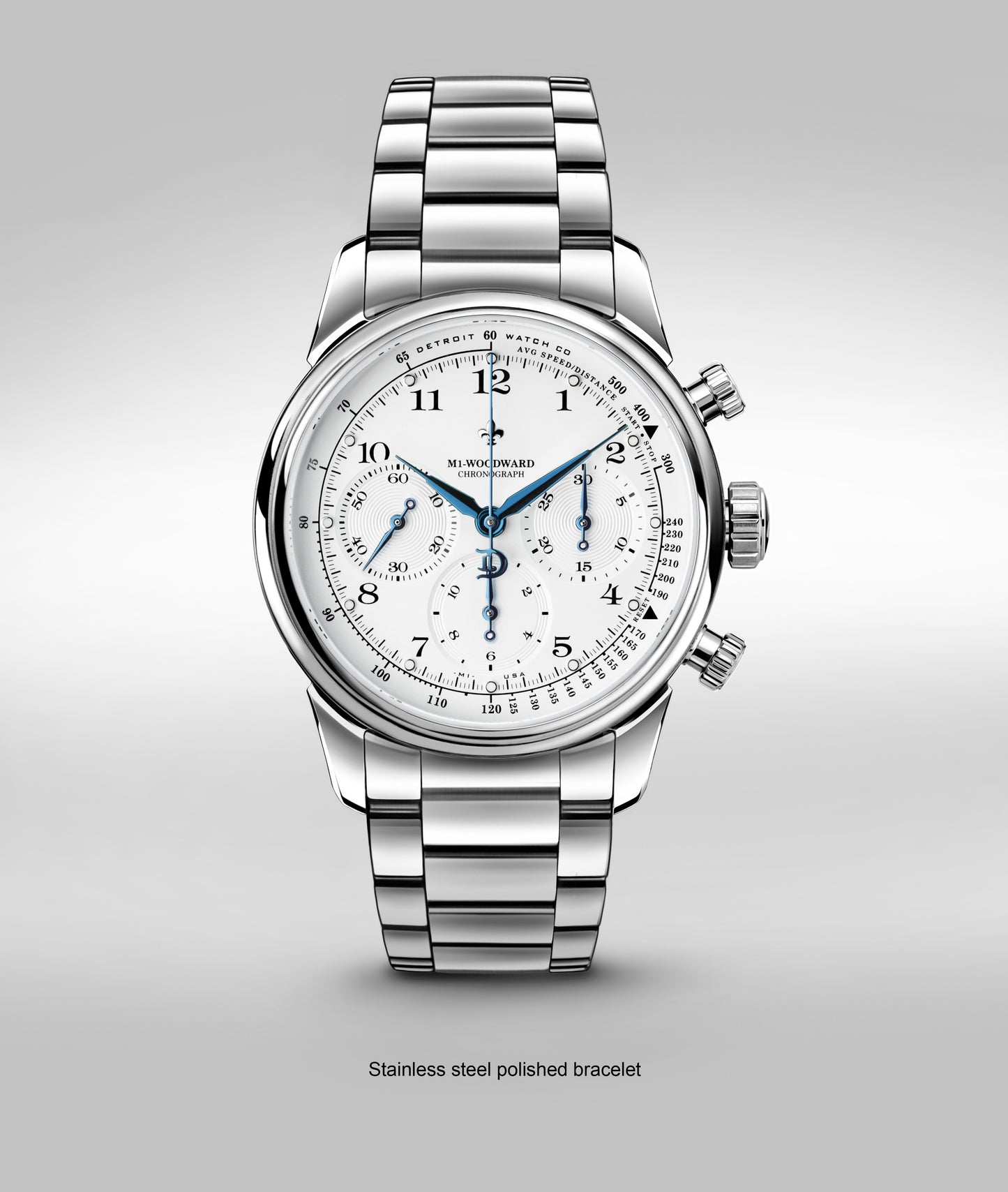 42mm M1-Woodward® Classic Arabic dial Chronograph Exhibition Blue Hands