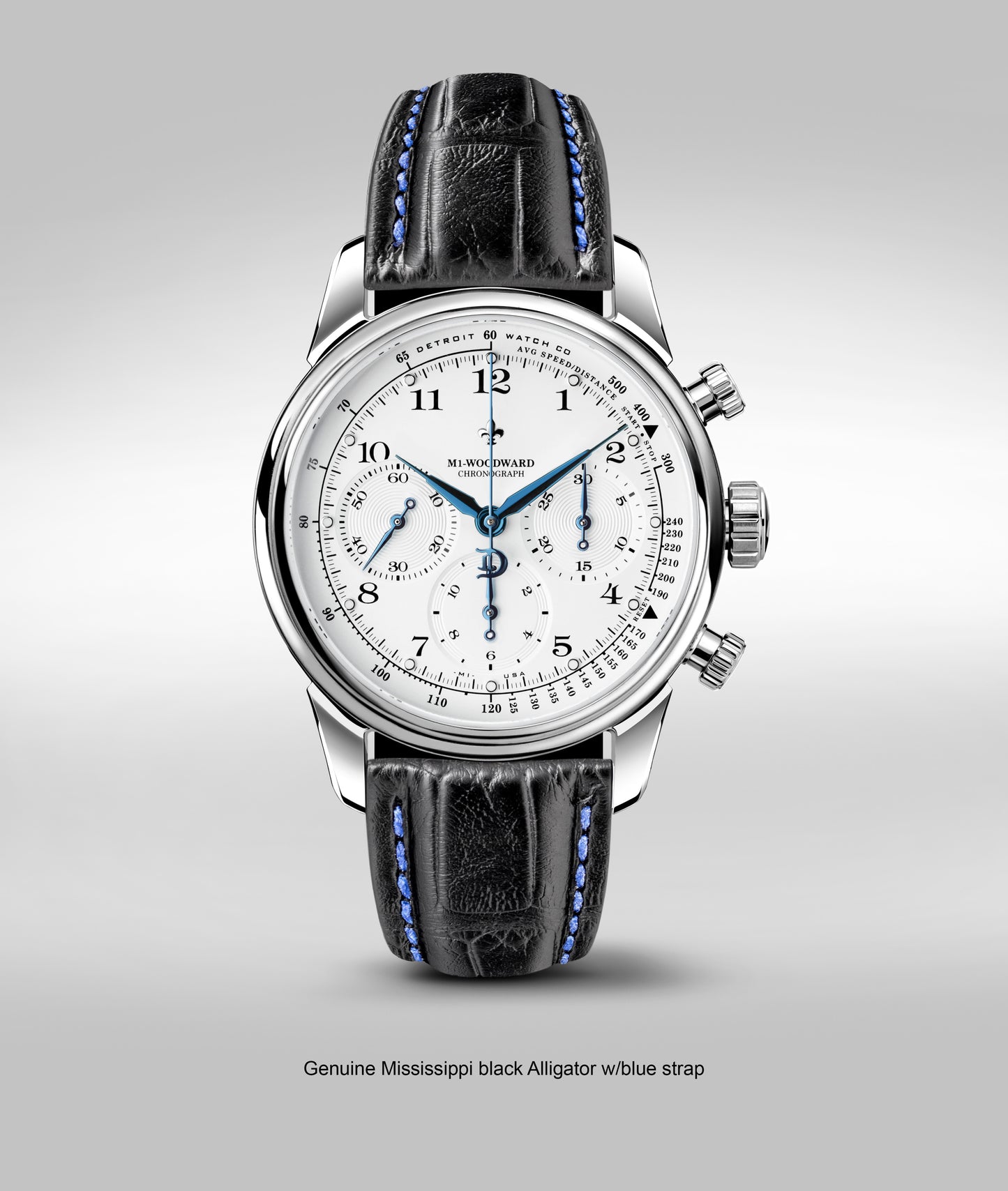 42mm M1-Woodward® Classic Arabic dial Chronograph Exhibition Blue Hands