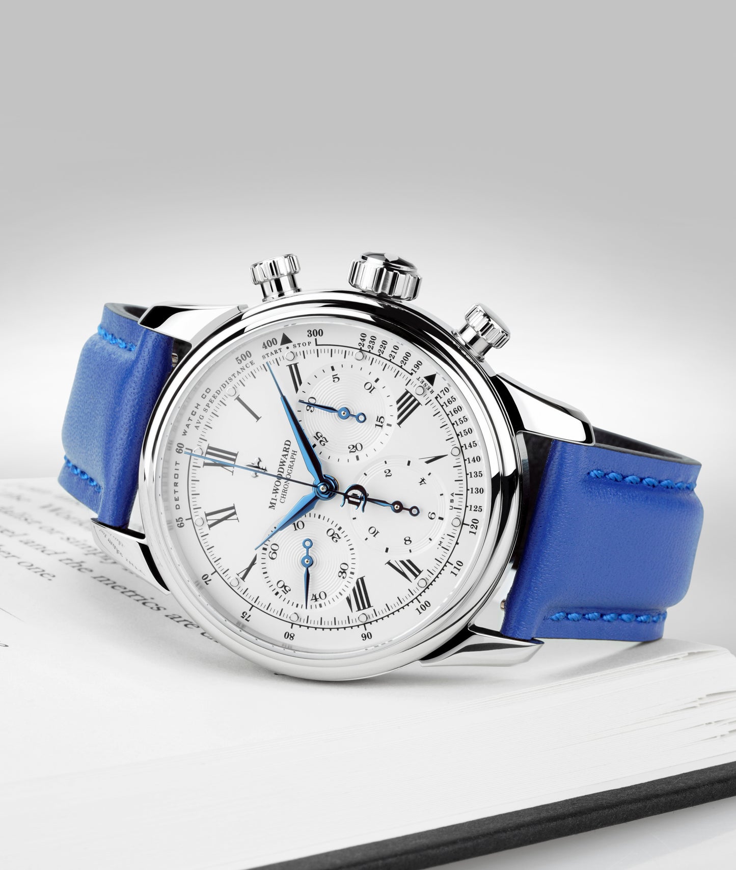 42mm M1-Woodward® Classic Roman Dial Chronograph Exhibition Blue Hands