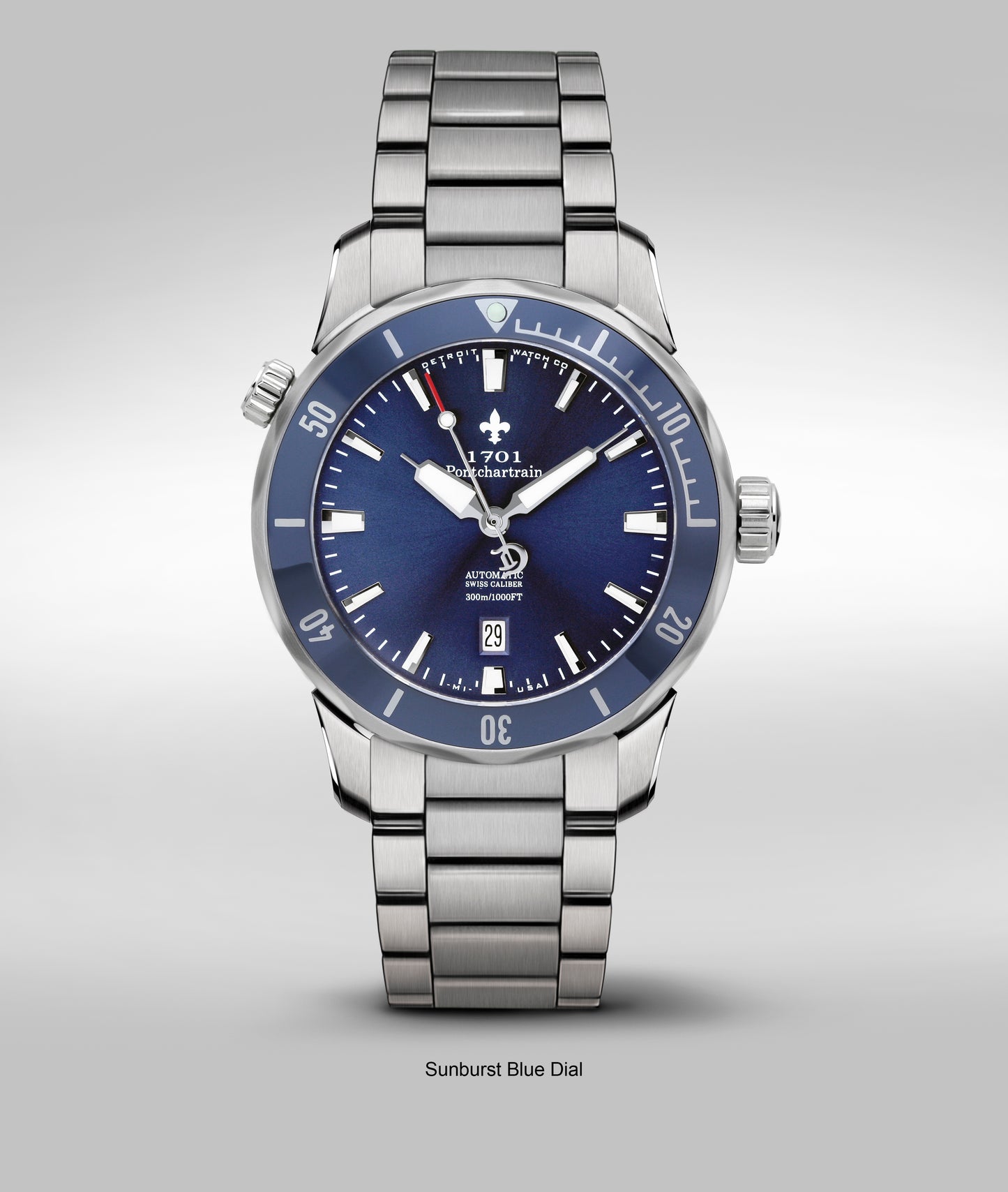 1701 Pontchartrain diver. Blue dial/bezel. Swiss automatic