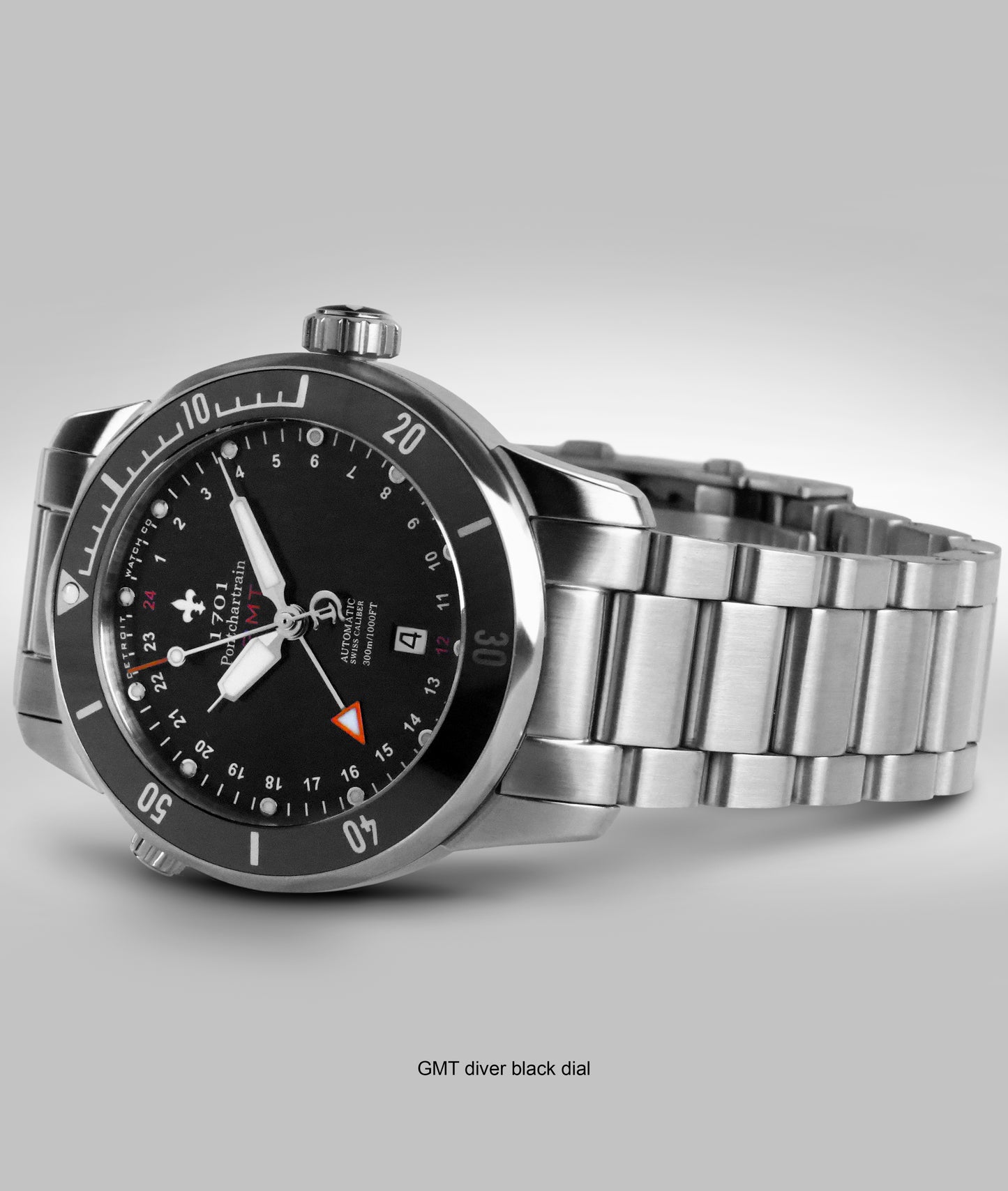 1701 Pontchartrain GMT diver. Black dial/bezel