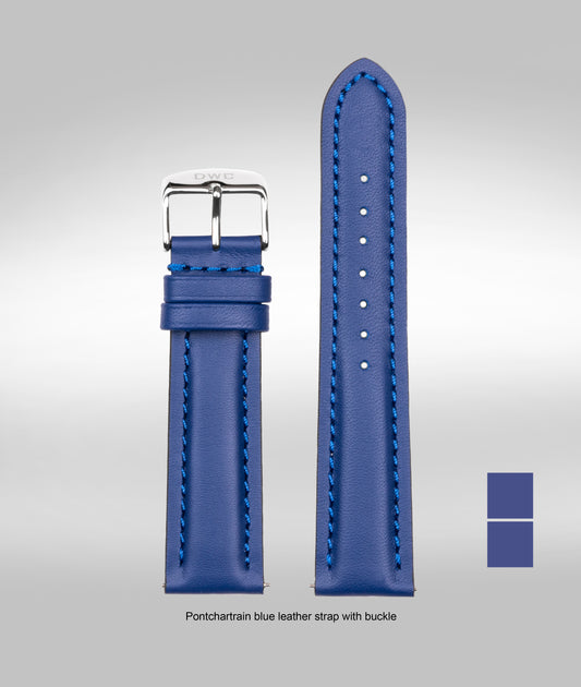 Pontchartrain blue padded leather strap - 22mm