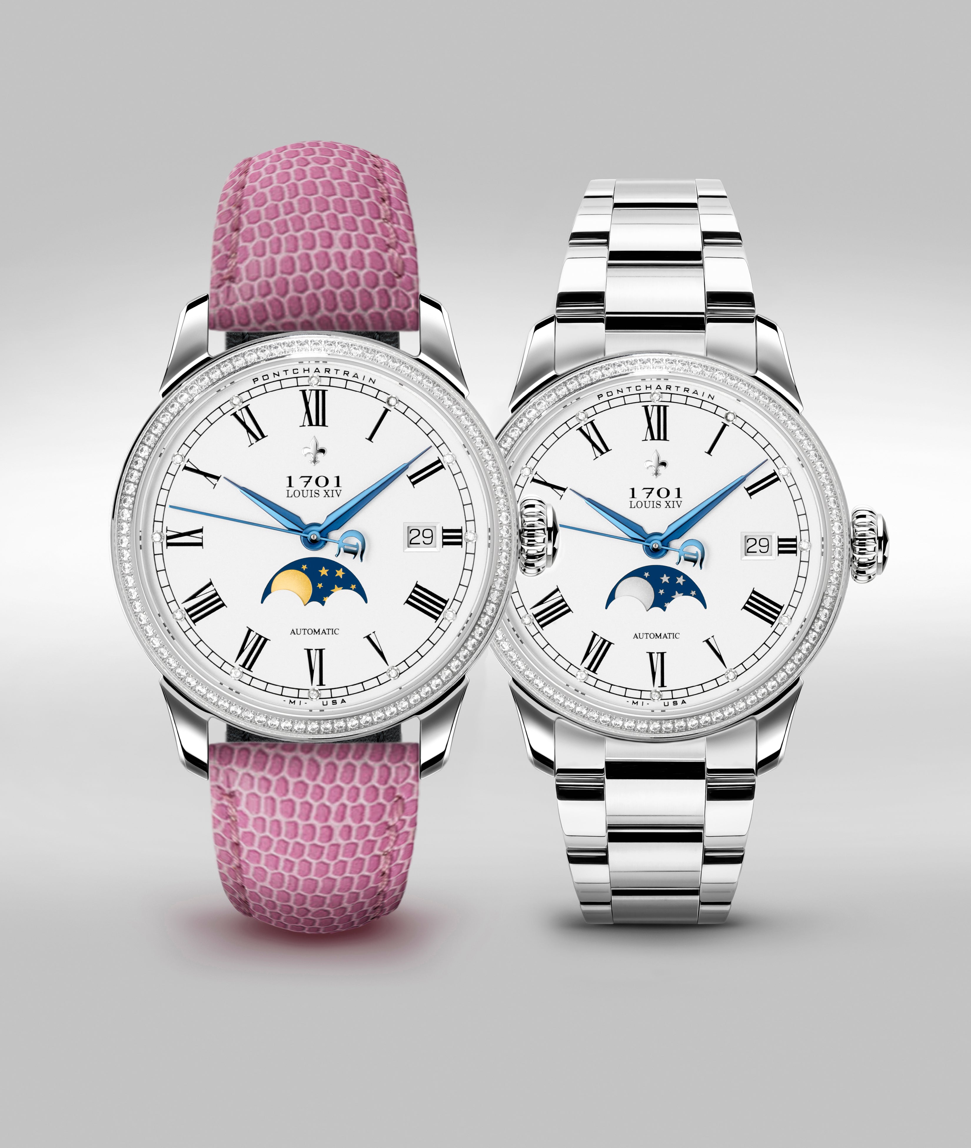 39mm Women's Pontchartrain Louis XIV Moonphase Exhibition – DWC, LLC.
