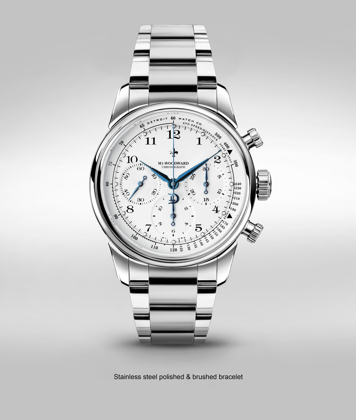 42mm M1-Woodward® Classic Arabic dial Chronograph Exhibition Blue Hands