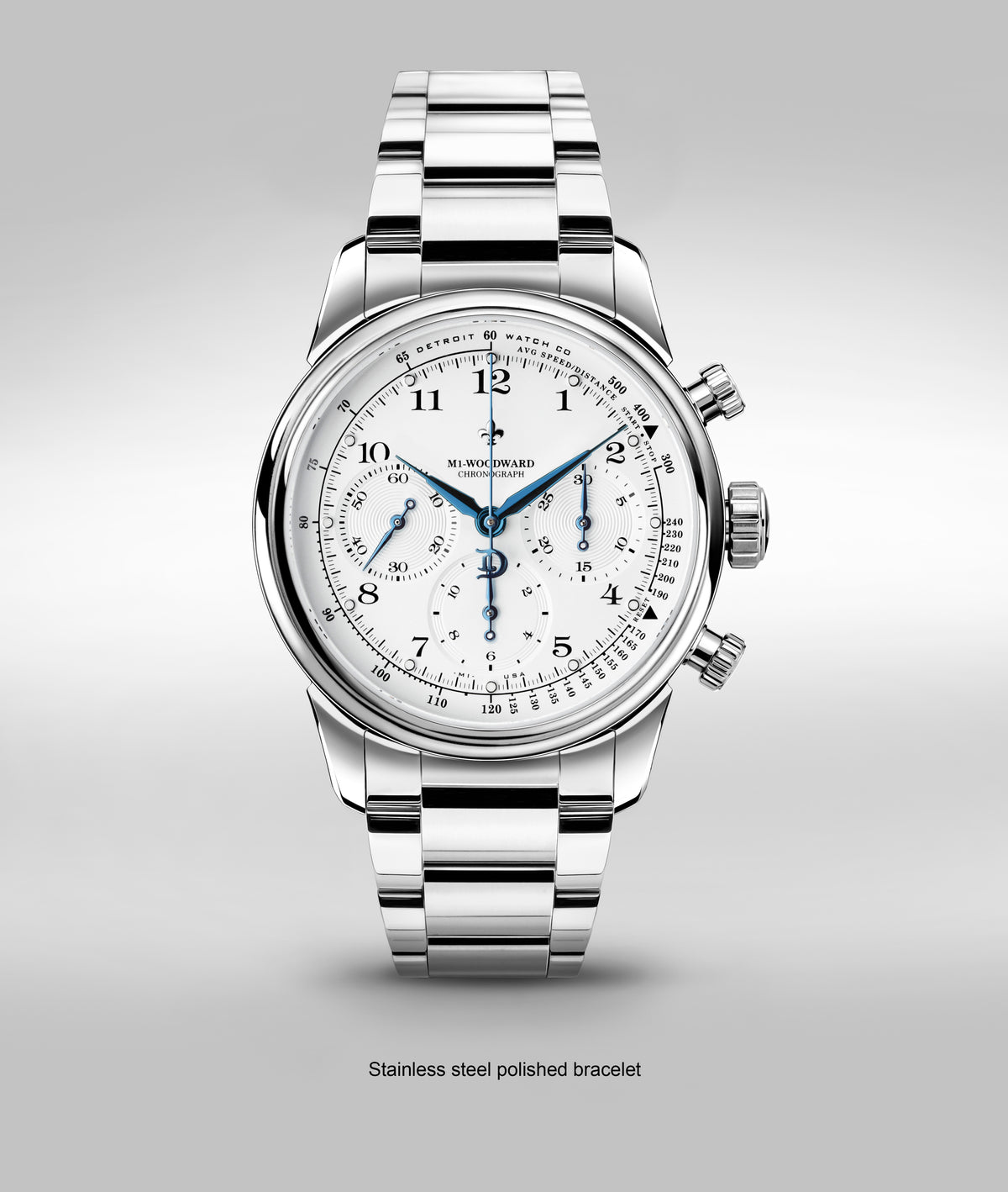 42mm M1-Woodward® Classic Arabic dial Chronograph Exhibition Blue Hands