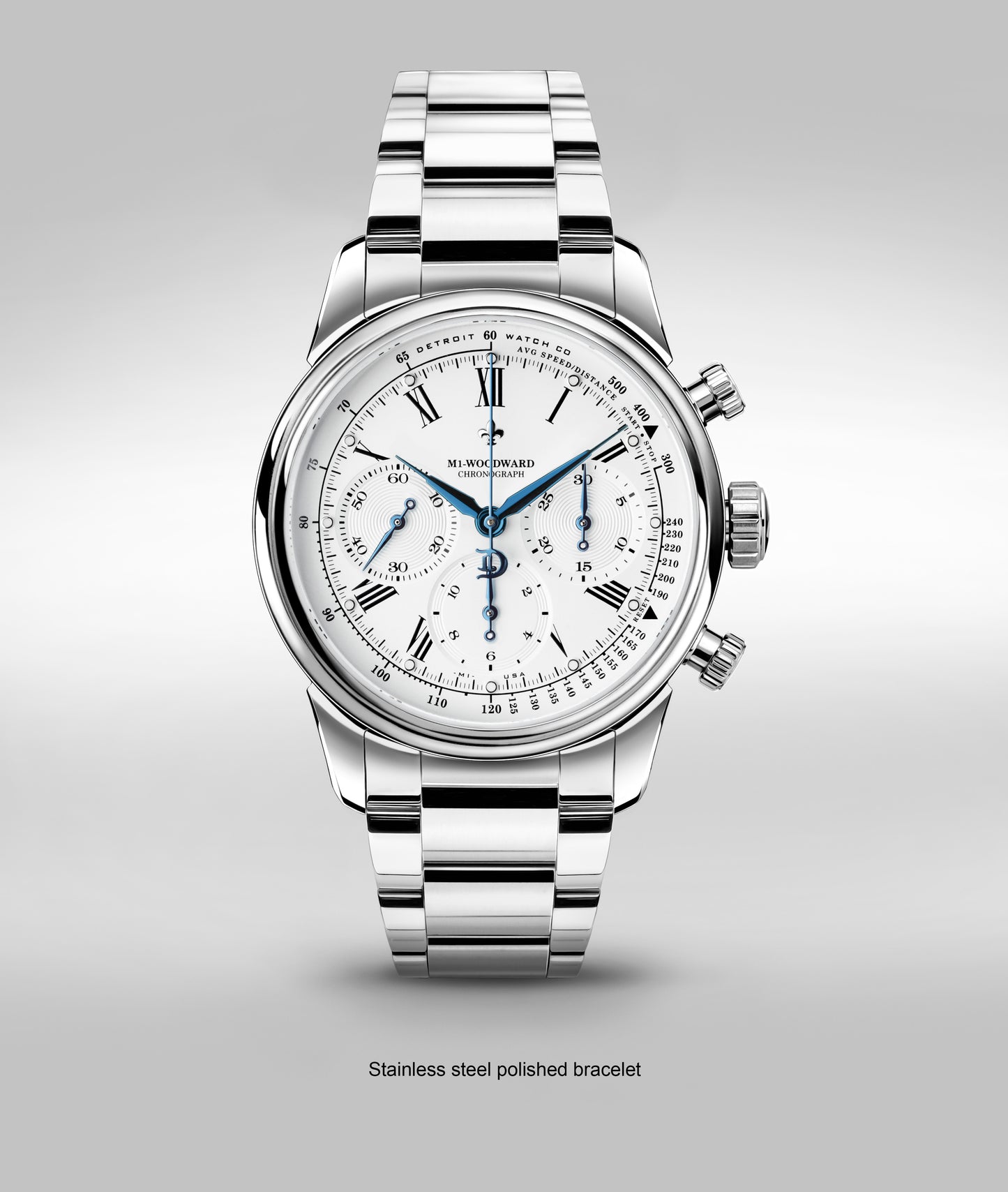 42mm M1-Woodward® Classic Roman Dial Chronograph Exhibition Blue Hands