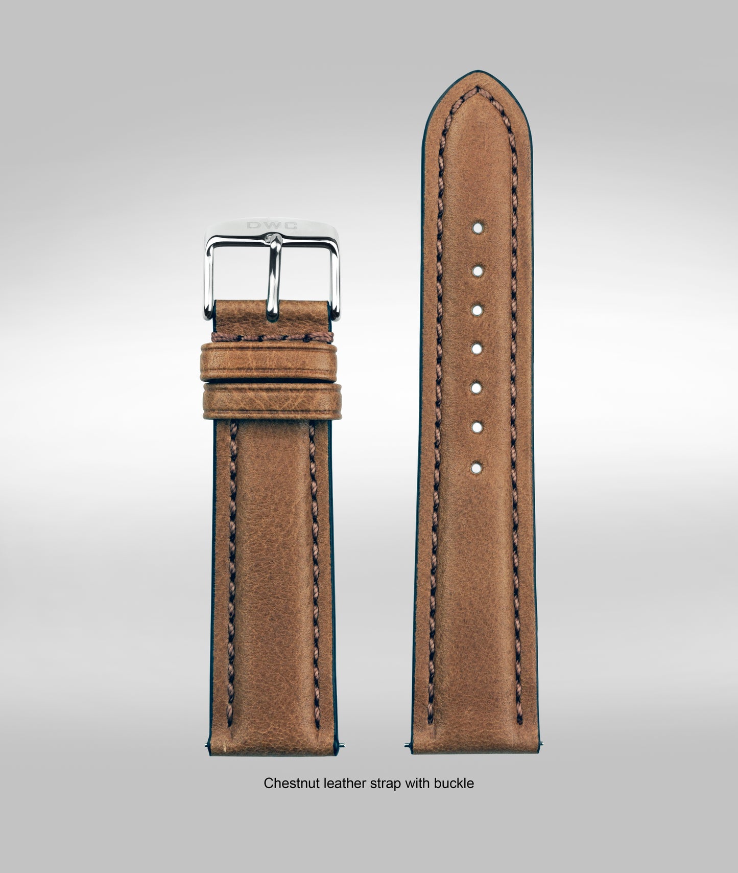 Chestnut padded leather strap with buckle - 20mm