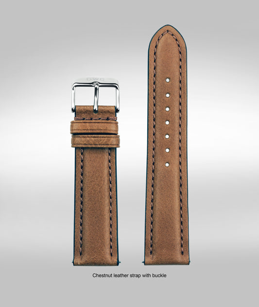 Chestnut padded leather strap - 22mm