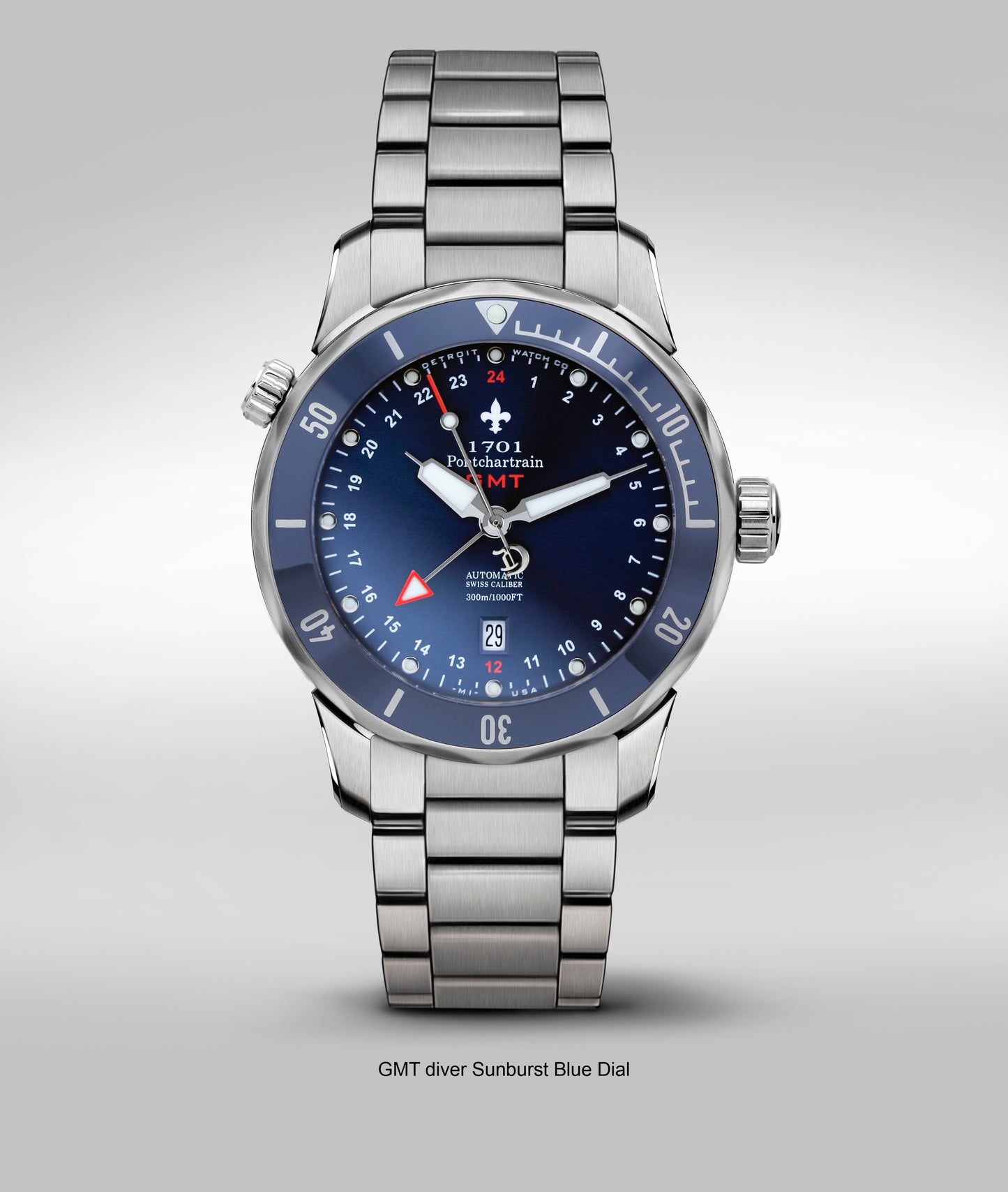 1701 Pontchartrain GMT diver. Blue dial/bezel